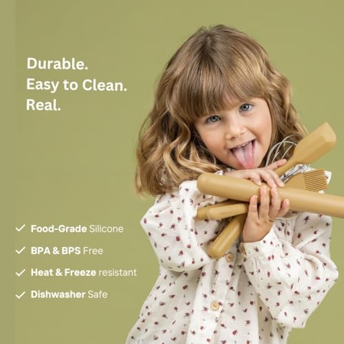 Tampoco Real Kids Cooking & Baking Set - 5-Piece Silicone Tools, Mustard by Tampoco Design LLC - Used condition - Image 5