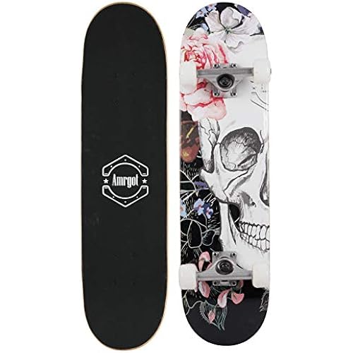 Skateboards for Beginners,31 * 8 inches Complete Skateboards for Kids,Boys,Girls and Adults,7 Layer Maple Wood,Double Kick Deck Concave Standard and Tricks Skateboard
