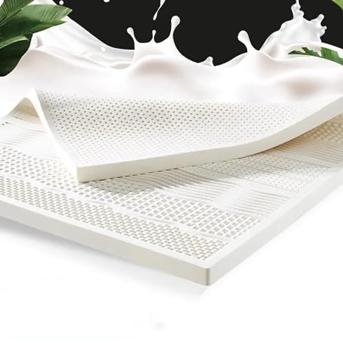 Cubrecolchón de látex natural con funda de algodón, transpirable y cómodo para aliviar el dolor