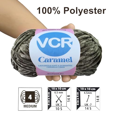 Image of VCR Army Green Caramel Yarn, 100 Grams Hank, 115 Meters Length, Premium Polyester Ball for Crochet and Knitting, Soft Crosia Threads, Pack of 1 Yarn, Suitable for DIY Crafts