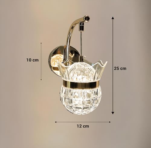 Image of FILLISKA Luxurious Acrylic Crystal Wall Lamp with Adjustable Colour Changing Function, Elegant Finish (Acrylic FrenchGold-61655)(1 Year Warranty)