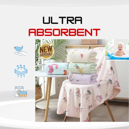 Image of Baby Luxury Coral Fleece Bath Towel for Kids, Ultra Soft, Warm, and Absorbent. Baby Essentials Bath Towels, Cute Unisex Cover for Girls and Boys (2, Count | 0-12 Months)