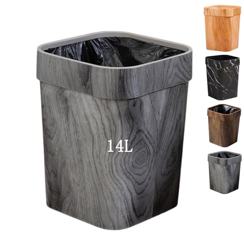 リビング ゴミ箱 ゴミ袋が見えない 大きめ おしゃれ 北欧 ごみ箱 蓋なし 角型 大容量 12L/14L 臭わない 蓋なし ごみ箱 ゴミ袋が隠れる 部屋 移動便利 フタなしゴミ箱 四角 塵箱 バスルーム用/寝室用/キチン用/オフィス用 (14L,グレー)