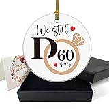REWIDPARTY 60th Wedding Anniversary Ceramic Ornament Gifts Married Gifts Decoration for Couples 60 Y