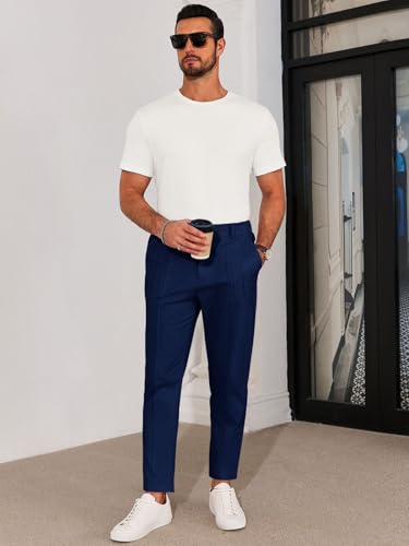 Runcati Mens Slim Fit Dress Pants Chino Casual Elastic Waist Slacks Trousers Skinny Stretch Suit Pants4