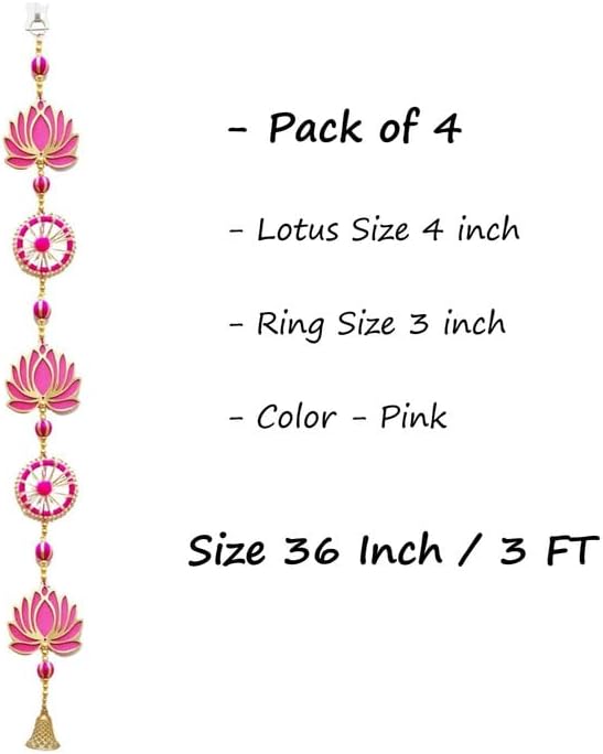 Miniatura 5 de Divyakosh Colgantes de pared y puerta de loto hechos a mano (paquete de 4)  Decoración del hogar  Decoración de Pooja  Decoración Diwali  Decoración