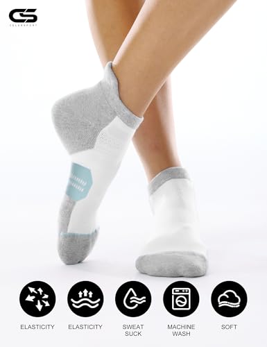 Image of CS CELERSPORT 6 Pack Women's Ankle Running Socks Cushioned Low Cut Tab Athletic Socks