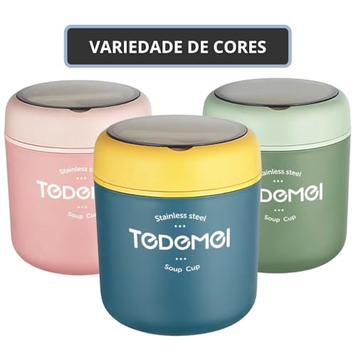 Pote Térmico Com Colher Para Alimentos Pote Térmico para Frutas e Sopa Em Aço Inox 530ml (Verde)