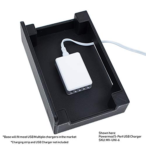MobileVision Charging Station Slim Black Faux Leather Executive Stand and Docking Organizer for Multiple Devices, Smartphones, Tablets, & Laptops - Thumbnail 6