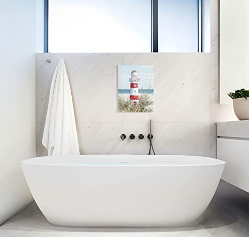 Beach Decor Lighthouse Wall Art: Seagull Decor Ocean Canvas Prints Sea Birds Paintings Sailboats Pictures Teal Seascape Decorations For Home Living Room Office Easy To Hang 12" X 16" Framed #TOP2