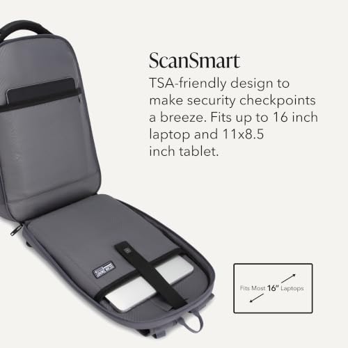 Image of SwissGear Travel Tech Pro Laptop Backpack - Fits Laptops up to 16 inch - ScanSmart TSA-Friendly Backpack with Multiple Organizer Pockets - Charcoal