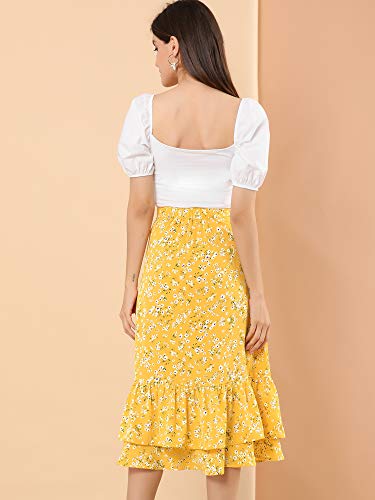Image of Allegra K Women's Printed Skirt 2025 Weekend Trendy Summer Chiffon Ruffle Tiered Flowy Midi Skirts