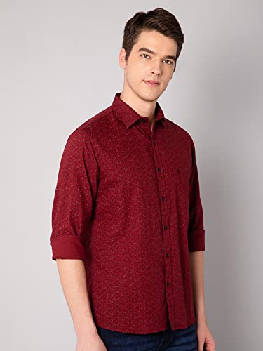 Image of Cantabil Men Cotton Printed Maroon Full Sleeve Casual Shirt (P MSHC00578 Maroon)