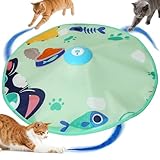 PUHOHUN Interactive Cat Toys for Indoor Cats Adult with Feather Mouse Tail Switchable, Kitten Enrichment Toys for Hunting Self Play, Slient Automatic Rechargeable Game to Bored Colorful