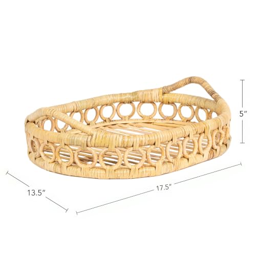 happimess Cassini Oval Serving Tray 17.5" x 13.5" Rattan, Natural by happimess - Used condition - Image 3