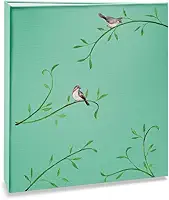 Álbum de fotos Ical, encadernação tradicional, para 300 fotos 10x15cm - envelope plástico transparente - linha Floral - modelo natureza - folhas e aves - 328