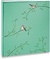 Álbum de fotos Ical, encadernação tradicional, para 300 fotos 10x15cm - envelope plástico transparente - linha Floral - modelo natureza - folhas e aves - 328