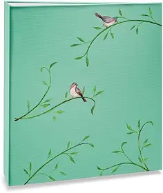 Álbum de fotos Ical, encadernação tradicional, para 300 fotos 10x15cm - envelope plástico transparente - linha Floral - modelo natureza - folhas e aves - 328