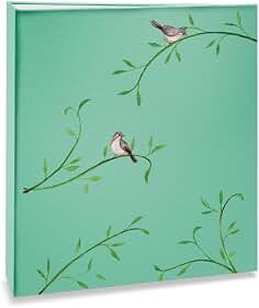 Álbum de fotos Ical, encadernação tradicional, para 300 fotos 10x15cm - envelope plástico transparente - linha Floral - modelo natureza - folhas e aves - 328