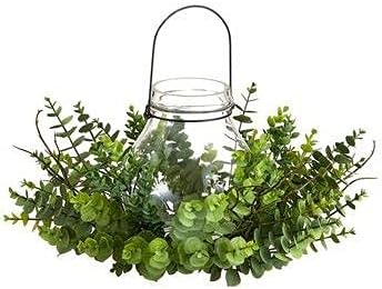 Plastic Eucalyptus Centerpiece with 9" Glass Globe