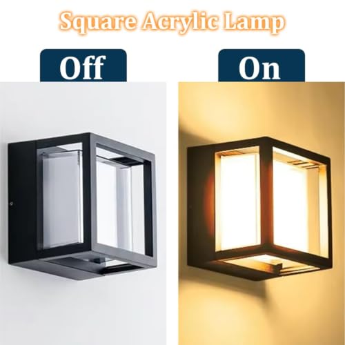 Image of fizzytech 5W LED Square Wall Light, Waterproof Metal Body with Acrylic Cover, Warm White Indoor & Outdoor Wall Lamp for Balcony, Garden & Home, Pack of 2
