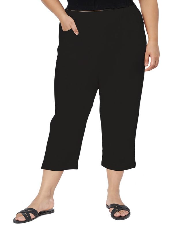 Women Plus Size Cotton Regular Fit Capri-image-5