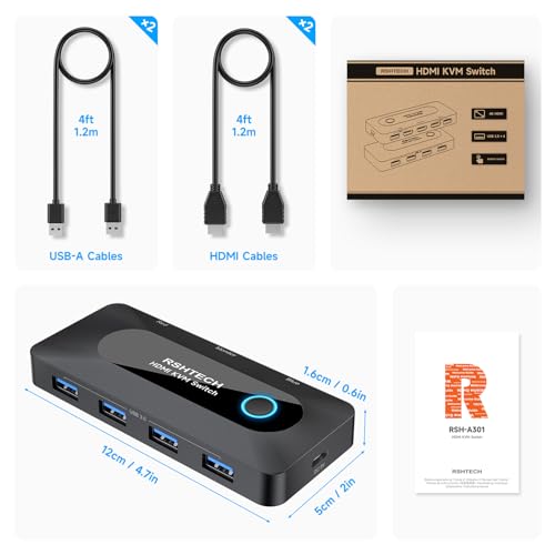 Rshtech A301 Kvm Switch, Rshtech Usb Switch With 4K@60Hz Hdmi And 4 Usb 3.0 Ports thumb #7