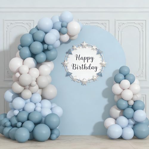 Dusty Blue Sand White Balloon Garland Arch Kit Light Blue White Balloons for Wedding Baby Shower Gender Reveal Birthday Party Decorations — view 5