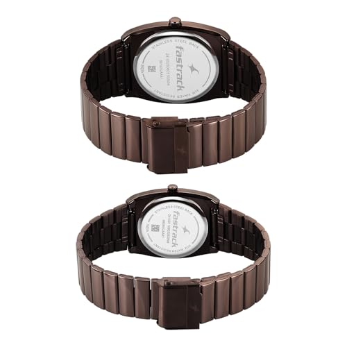 Image of Fastrack Mixmatched 5.0 Quartz Analog with Brown Dial Brown Stainless Steel Strap Watch for Couple - 3819268060QM03