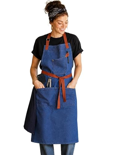 Image of 100% Cotton Unisex Apron - Adjustable Neck Straps, Vibrant Print, Reinforced Stitching, Multipurpose& Deep Pocket - for Cooking, Catering, Gardening, Painting-Printed Aprons
