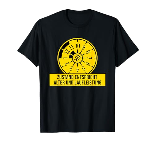 Hauptuntersuchung witziges TÜV T-Shirt, Herren & Damen, Unisex-Erwachsene, Kurzarm, S, Schwarz, Baumwolle-Polyester-Mischung, Mechaniker-Thema, humorvoll, Alltag, Einfarbig, V-Ausschnitt, Klein