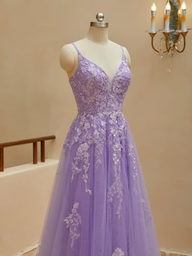 Tulle Lace Appliques Prom Dresses Long Ball Gown for Women Spaghetti Straps Corset Backless Evening Dress4