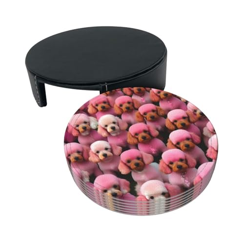 Dessous-de-verre caniches roses en polyuréthane, décoration table et boisson - 4