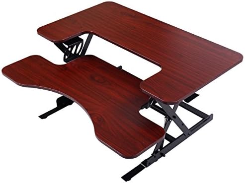New Portable Adjustable Height Stand Up Desk Computer Workstation Lift Rising Laptop Brown #126