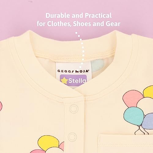 Teddylabels - 120 Personalized Name Labels (1.2” x 0.5”) to Use on Clothes and Gear. Waterproof and Self-Adhesive Labels for Everyone – Toddlers, School Kids, and Parents - Shapes - Purple - 2