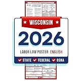 2026 Wisconsin State and Federal Labor Law Poster, Space-Saver Slim Design, Perfect Display for Any Office Space, All-in-One Mandatory Notices Included, Eco-Friendly Premium Paper - English 16"x40"