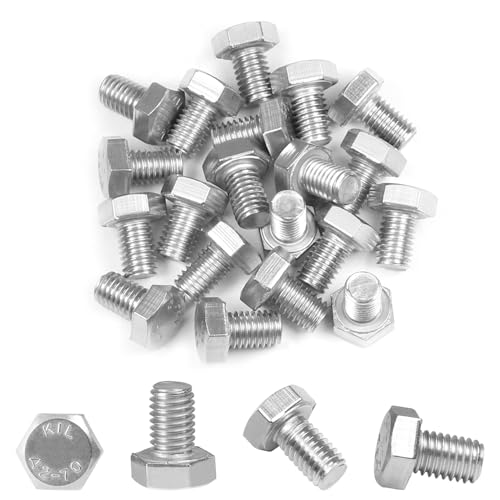 Image of MroMax 20Pcs M8-1.25 Hex Bolts, M8 x 12mm Hex Head Screws Bolts, 304 Stainless Steel 18-8, Fully Threaded, External Hex Drive, for Mounting Chair, Rail, Wheels, Boat and Plastic Bumpers