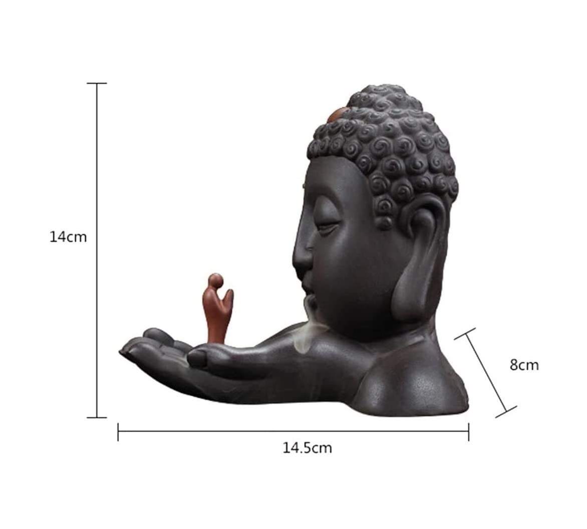 Fuentes de Incienso,Yoga Quemador De Incienso Reflujo, Decoración Creativa para El Hogar, Soporte Buda Cerámica, Incensario Budista para Uso En La Sala Estar Oficina Zen