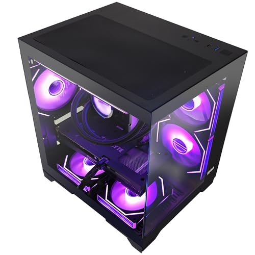 Image of Panorama Gaming PC Desktop AMD Ryzen 5 9600X 6-Core 3.9GHz, Radeon RX 9060 XT 16GB, 32GB DDR5 RAM 6000MHz,1TB PCIe +1TB SATA SSD, WiFi&BT Prebuilt PC 650W PSU,Liquid Cooler,Windows 11,