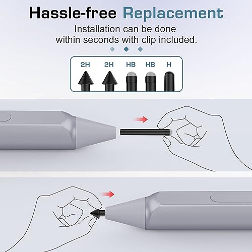 MoKo Pen Tips for Surface Pen (5 Packs, 2xHB/2x2H/H Type), Surface Pen Tip Replacement Kit Compatible with Surface Pro 2017 Pen (Model 1776)/Surface Pro 4 Pen, Original Pen Nibs Refill for Stylus Pen - Thumbnail 6