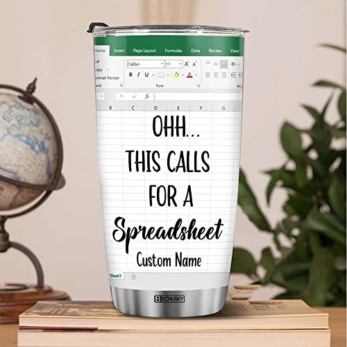 Bechusky Personalized Accountant Gifts For Boss Women Men Spreadsheet Tumbler Custom Name Spreadsheet Tumbler Spreadsheet Tumbler Cup Cpa Nerd Coworker Birthday Christmas Gifts For Dad #TOP1