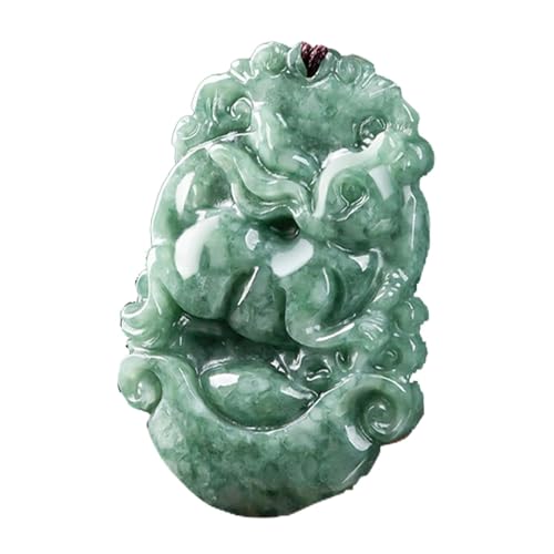 Collier en jade pendentif zodiaque chinois Ruyi vert mixte