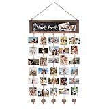 Shalwinn Fotovorhang Bilderrahmen Collage Holz, Diy Fotowand Aufhängen für mehrere Bilder, Kunstwerk hängende Fotorahmen mit 30 Holzklammern für Wanddekoration