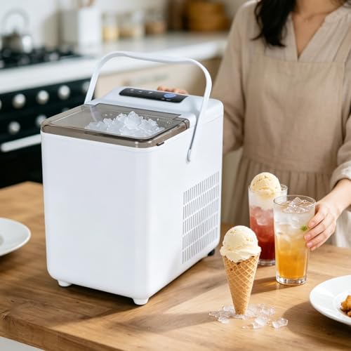 Mini compacta fabricadora de hielo 13L 12kg diario blanca miniatura 2