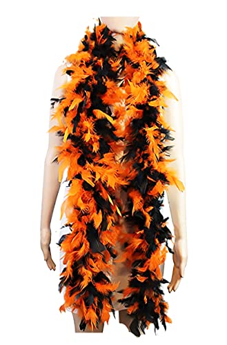 Jicasto Turkey Feather Boas, 60G 6.6Ft Colors Boa With Heart Sunglasses For Women Dancing Wedding Party Cosplay Halloween (Orange Mixed Black) #TOP2