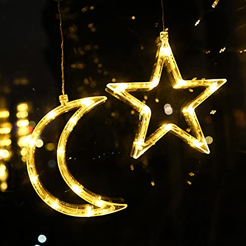 9pcs Luces de Ventana de Navidad, Luces de Cortina de Copo de Nieve de Navidad, Luces de Ventana de Navidad de Santa Claus, Luces de Cortina de Estrella de Navidad Blancas cálidas