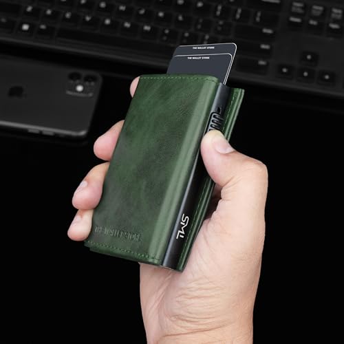 Image of The Wallet Store Defender RFID Protected Wallet | Pop-up Card Holder | Scan Proof Wallets for Men | Aluminium Case | Up to 8 Cards | Credit & Debit Card Holder (Green)