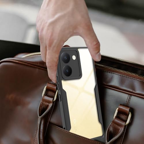 Image of A rtistque Clear Hard Transparent Acrylic Armor Back Cover Case for Vivo Y36 4G | Shockproof TPU Edge Protection | Slim Protective Design | Vivo Y36 Back Cover - Black