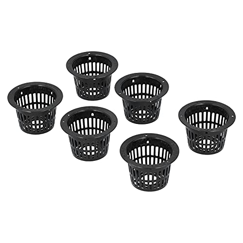 ガーデンスロット付きメッシュネットカップ、50個の水族館植物ホルダー水耕栽培用品ロックウールキューブポット植物植栽バスケットメッシュポットラウンド植物は水耕栽培コンテナルートフィクサーを育てます