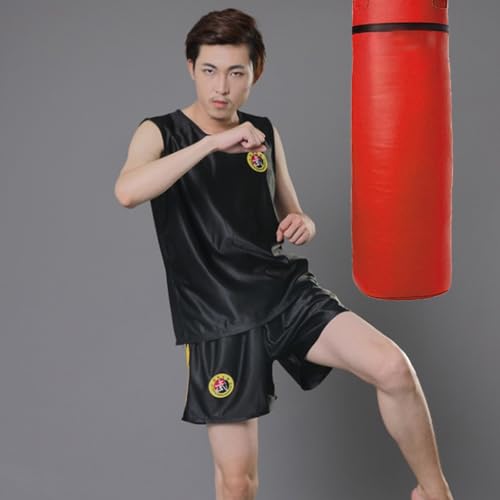 SDKZBFC Ärmelloses Kinder Kampfsport Uniform Set,Boxset für Erwachsene, Atmungsaktive Sparring Performance Trainingsanzüge Ideal für Training und Wettkämpfe Schwarz 140